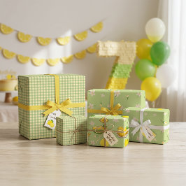 Hojas de papel de regalo de limón de verano