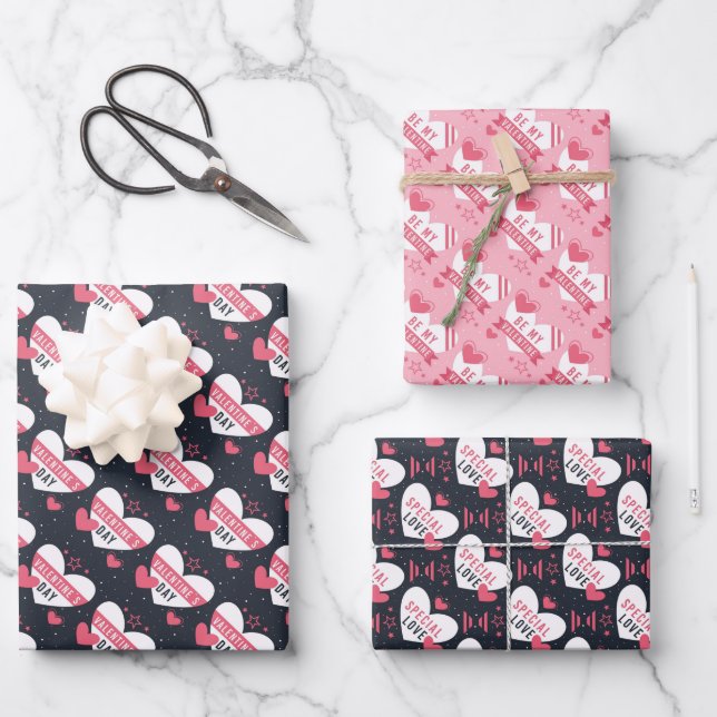 Hojas de Papel de Regalo del Día de San Valentín (Anverso)