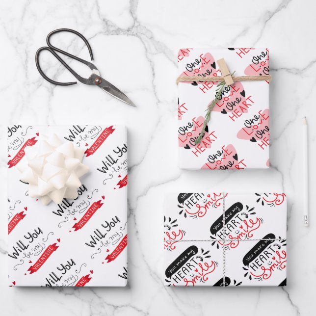 Hojas de Papel de Regalo del Día de San Valentín (Anverso)