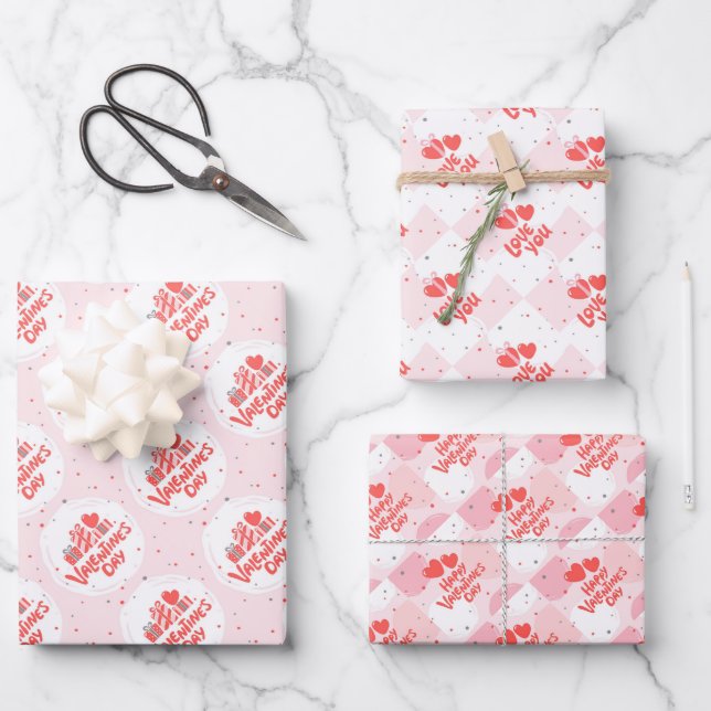Hojas de Papel de Regalo del Día de San Valentín (Anverso)