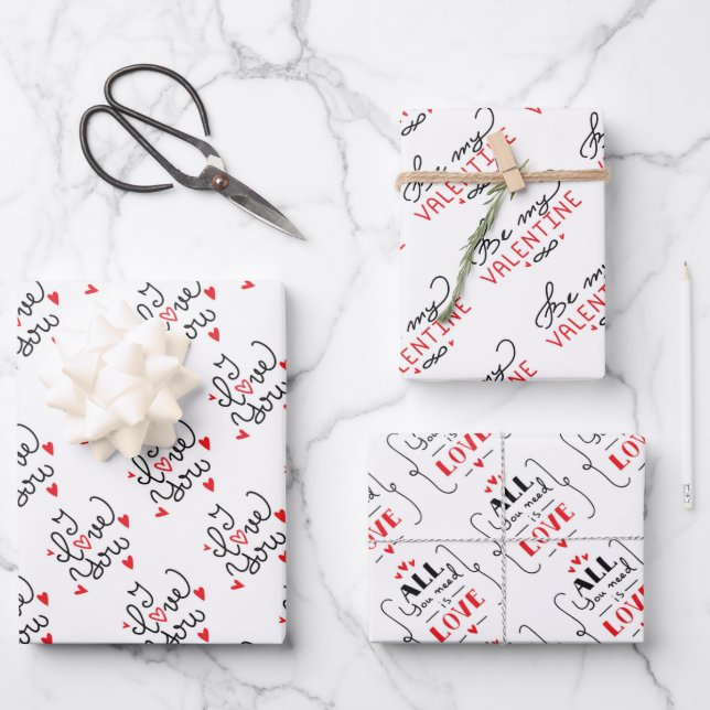 Hojas de Papel de Regalo del Día de San Valentín (Anverso)
