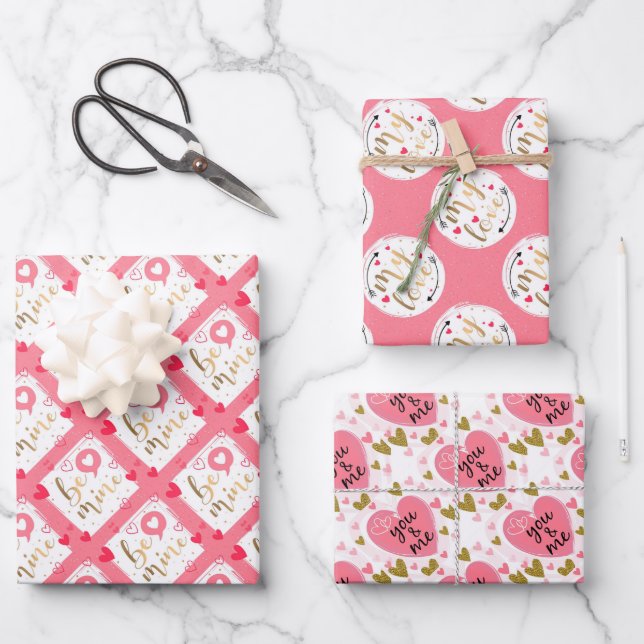 Hojas de Papel de Regalo del Día de San Valentín (Anverso)