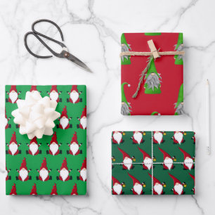 Hojas de papel de regalo del gnomo de Santa adorab
