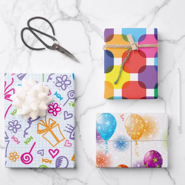 Hojas de papel de regalo divertido de cumpleaños (Anverso)