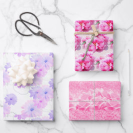 Hojas de papel de regalo floral rosa hermoso