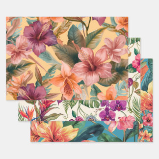 Hojas de Papel de Regalo Floral Tropical – Paquete