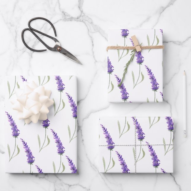 Hojas de Papel de Regalo Lavanda (Anverso)