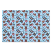 Hojas de papel de regalo lindas con tema de chocol