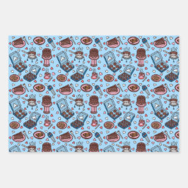 Hojas de papel de regalo lindas con tema de chocol