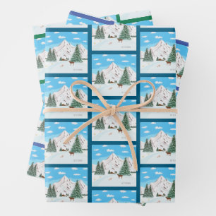 Hojas de Papel de Regalo Montañas de Nieve