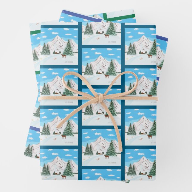 Hojas de Papel de Regalo Montañas de Nieve (In situ)