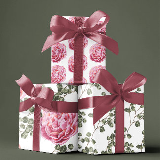 Hojas de papel de regalo Peonía Rosa