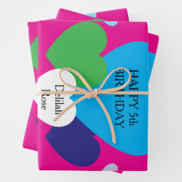 Hojas de Papel de Regalo Rosado con Corazones