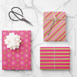 Hojas de Papel de Regalo Trio Rosa Elegante