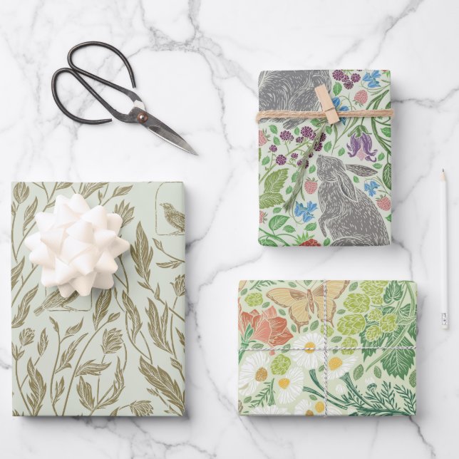 Hojas de Papel de Regalo Variado Jardín Inglés (Anverso)