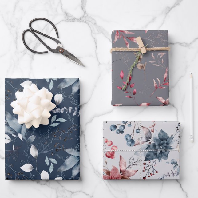 Hojas de papel de relleno de bayas de invierno (Anverso)