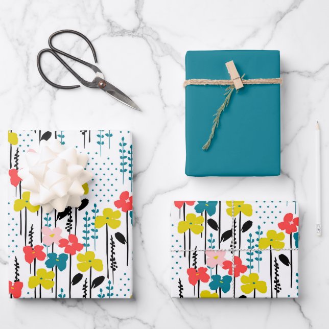 Hojas de papel de relleno de flores (Anverso)