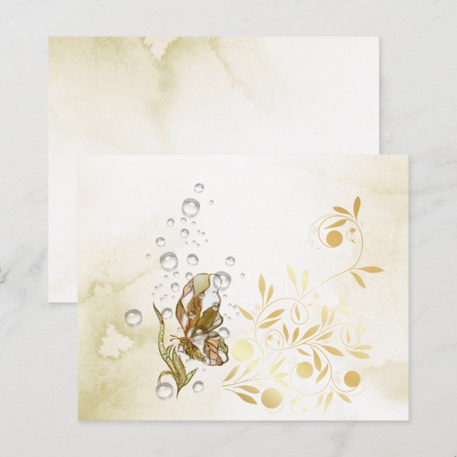Hojas de papel elegantes con mariposa y fantasía d (Anverso / Reverso)