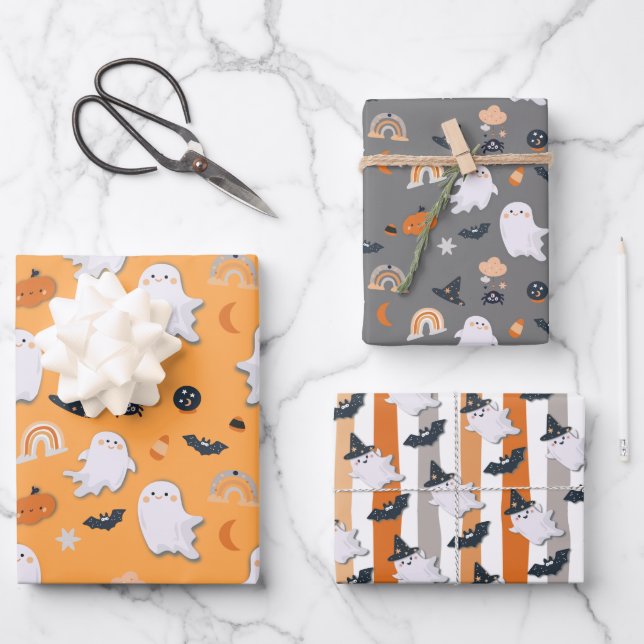 Hojas de papel envueltas de chicle de Halloween (Anverso)