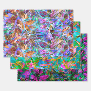 Hojas de papel envueltas de vidrio con manchas flo