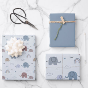 Hojas de papel para envolver el patrón de elefante