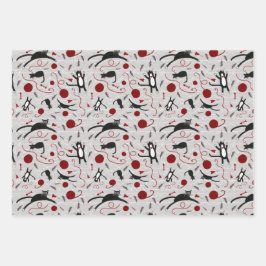 Hojas de papel para envolver gatos y yarn