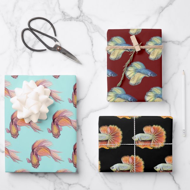 Hojas de papel para envolver peces Betta (Anverso)