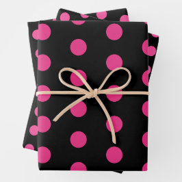 Hojas de papel para envolver puntos de polka (rosa