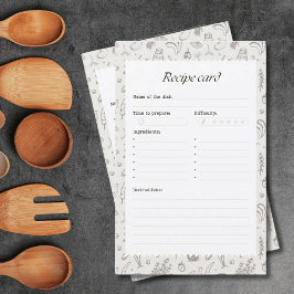 Hojas de papel para recetas de su familia