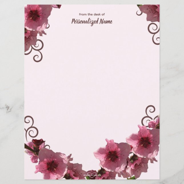 Hojas De Papel Sin Borrador De Flores De Enfoque (Anverso)