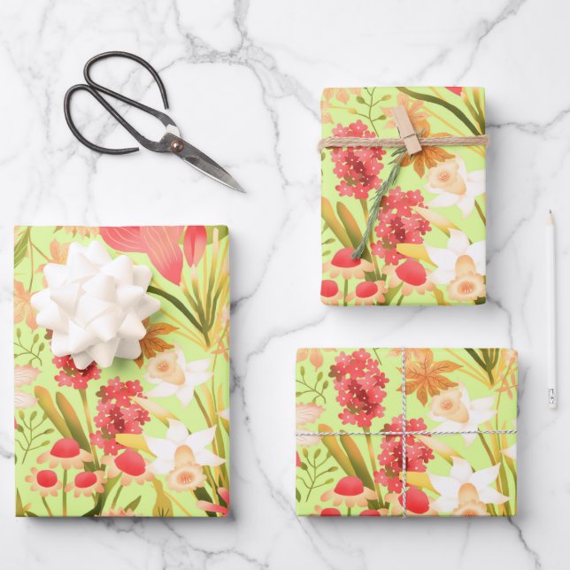 Hojas de papel verde botánico (Anverso)