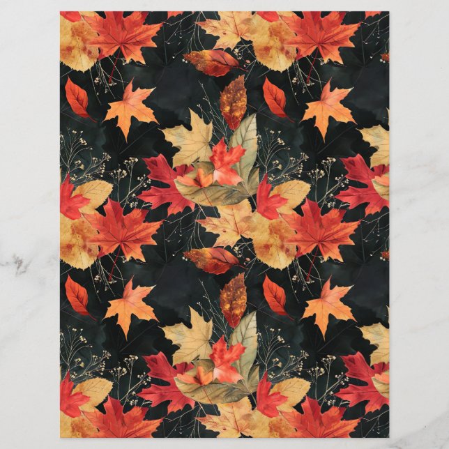 Hojas de Patrón de Otoño y Calabazas (Anverso)