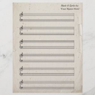 Hojas de piano de hojas en blanco de página rota a