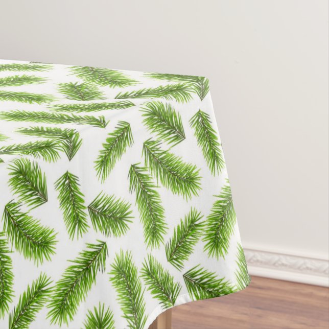 Hojas de pino sobre mantel blanco (In Situ)