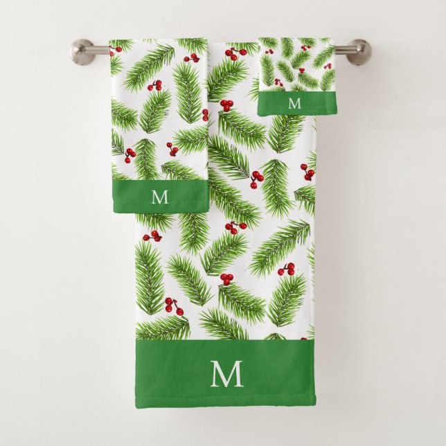 Hojas de Pino Verdes y Bayas Monogramadas (In situ)