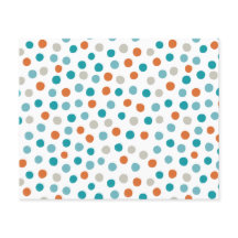 Hojas de polka verde azuladas, azules y Naranjas