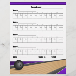 Hojas de puntuación de bolos del equipo morado
