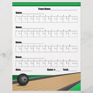 Hojas de puntuación de bolos del equipo verde