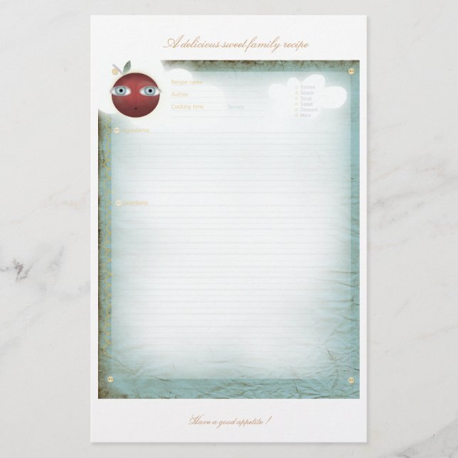 Hojas de recetas Cocina Impreso (Anverso)