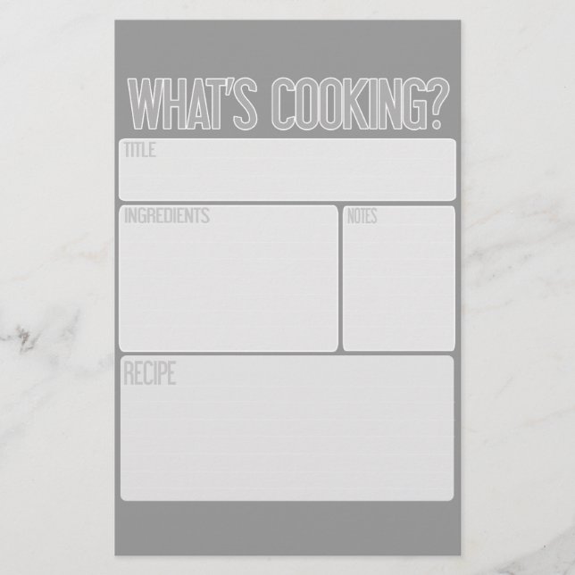 Hojas de recetas "What's Cooking" (gran regalo de  (Anverso)