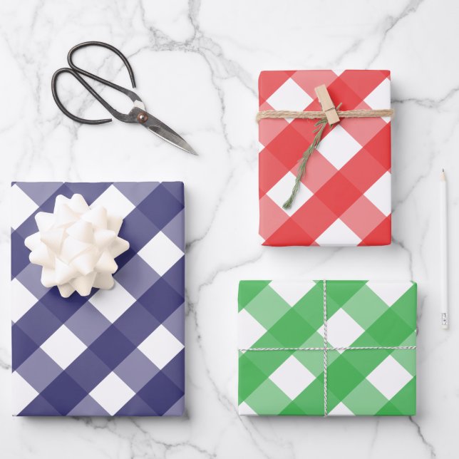 Hojas de regalo de Green Big Gingham de la Marina  (Anverso)