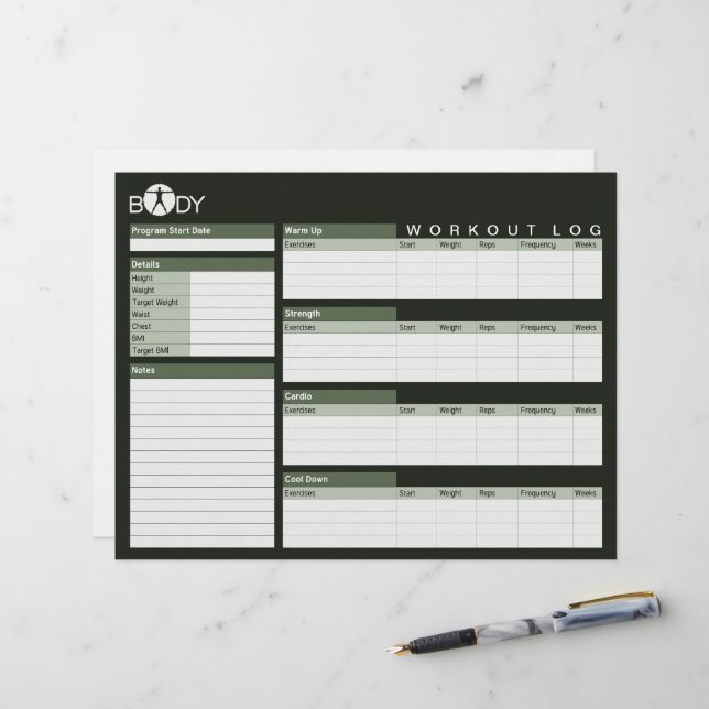 Hojas de registro de entrenamiento personal para l (Anverso/Reverso In Situ)