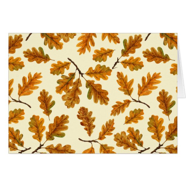 Hojas de roble otoñales en blanco roto (Anverso (Horizontal))