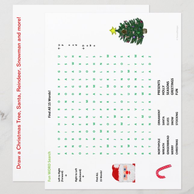 Hojas de rompecabezas de Navidad de invierno de 15 (Anverso / Reverso)