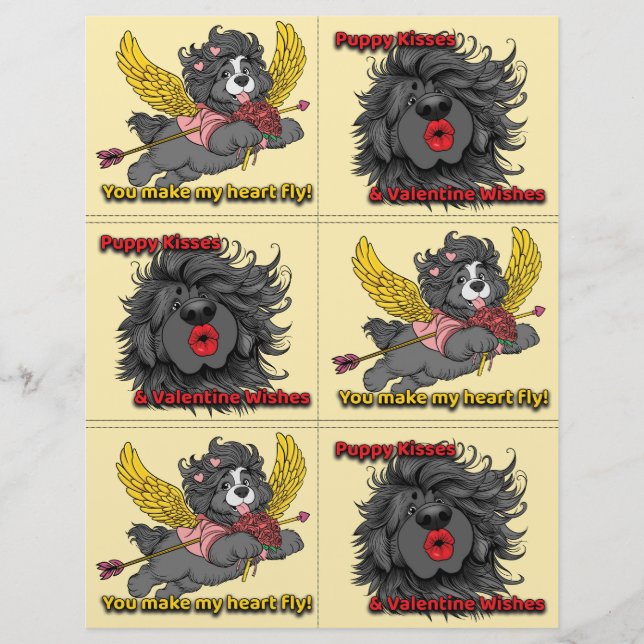 Hojas de San Valentín para clase con cachorros de  (Anverso)
