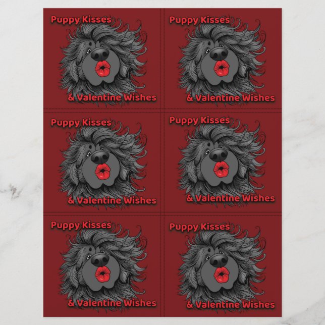 Hojas de San Valentín para clase con cachorros de  (Anverso)