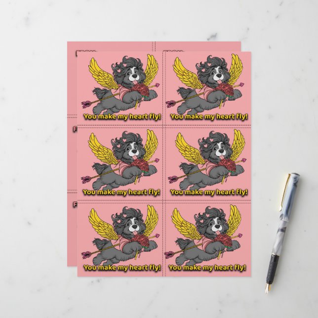 Hojas de San Valentín para clase con cachorros de  (Anverso/Reverso In Situ)