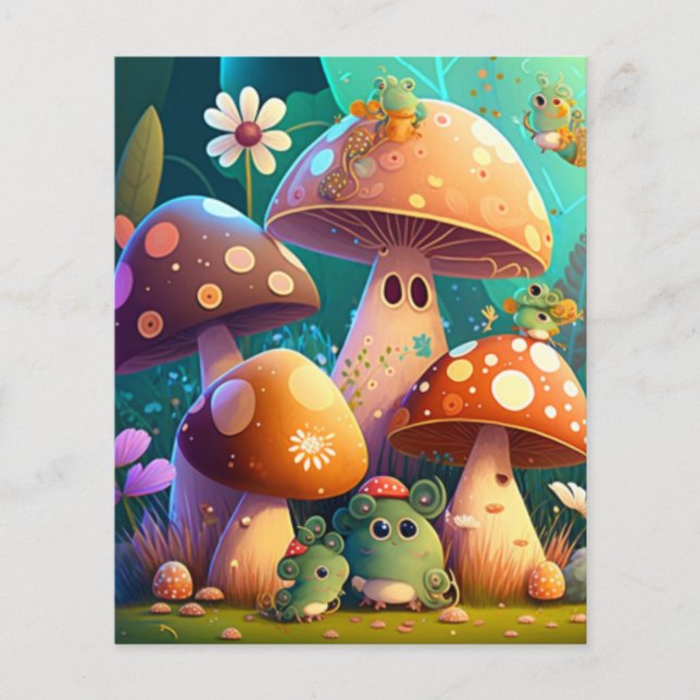 Hojas de setas y flores raspadas de papel verde (Anverso)