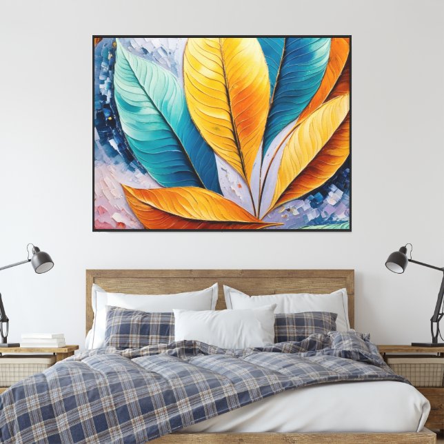 Hojas de Skyfire | Impresión abstracta celestial (Insitu(Dormitorio))