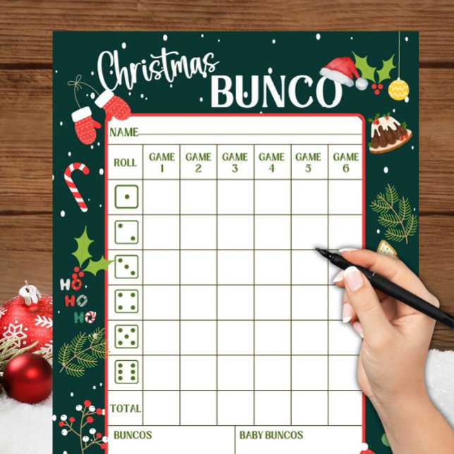 Hojas de tarjetas de puntuación Bunco para Navidad (Subido por el creador)